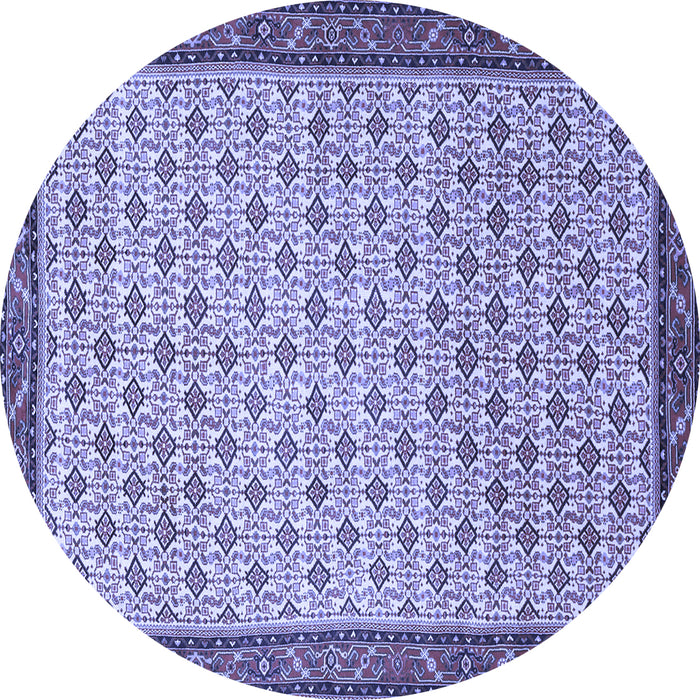 Round Machine Washable Persian Blue Traditional Rug, wshtr1635blu
