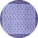 Round Machine Washable Persian Blue Traditional Rug, wshtr1635blu