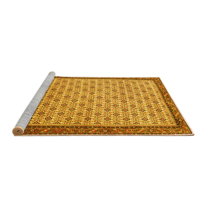 Sideview of Machine Washable Persian Yellow Traditional Rug, wshtr1635yw
