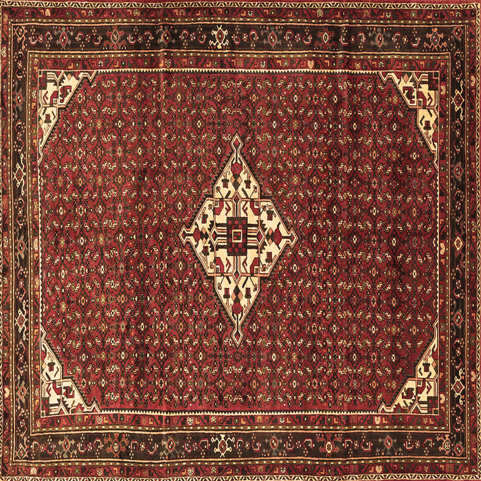 Square Machine Washable Persian Brown Traditional Rug, wshtr1636brn