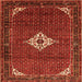 Round Machine Washable Persian Orange Traditional Area Rugs, wshtr1636org