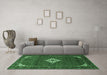 Machine Washable Persian Emerald Green Traditional Area Rugs in a Living Room,, wshtr1636emgrn