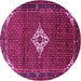 Round Machine Washable Persian Pink Traditional Rug, wshtr1636pnk