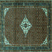 Square Machine Washable Persian Turquoise Traditional Area Rugs, wshtr1636turq