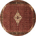 Round Machine Washable Persian Brown Traditional Rug, wshtr1636brn