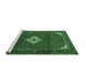 Sideview of Machine Washable Persian Emerald Green Traditional Area Rugs, wshtr1636emgrn