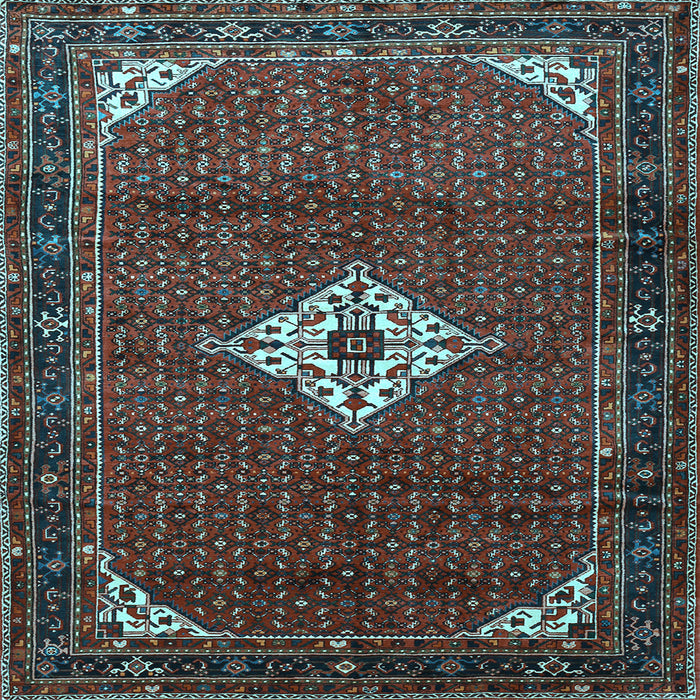 Square Machine Washable Persian Light Blue Traditional Rug, wshtr1636lblu