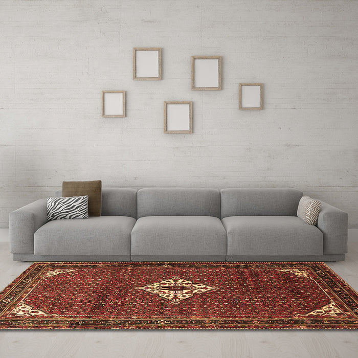 Machine Washable Persian Brown Traditional Rug in a Living Room,, wshtr1636brn