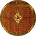 Round Persian Yellow Traditional Rug, tr1636yw