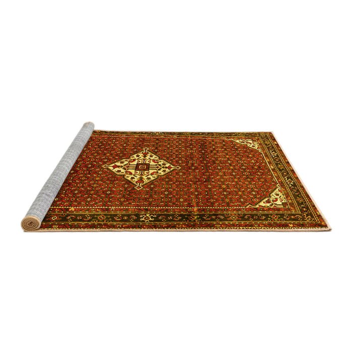 Sideview of Machine Washable Persian Yellow Traditional Rug, wshtr1636yw