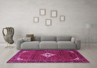 Machine Washable Persian Pink Traditional Rug, wshtr1636pnk