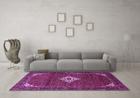 Machine Washable Persian Purple Traditional Rug, wshtr1636pur