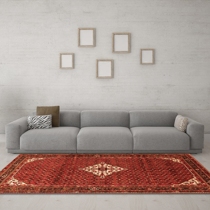 Machine Washable Persian Orange Traditional Area Rugs in a Living Room, wshtr1636org