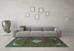 Machine Washable Persian Turquoise Traditional Area Rugs in a Living Room,, wshtr1636turq