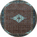 Round Persian Light Blue Traditional Rug, tr1636lblu