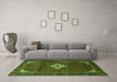 Machine Washable Persian Green Traditional Area Rugs in a Living Room,, wshtr1636grn