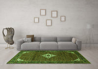 Machine Washable Persian Green Traditional Rug, wshtr1636grn