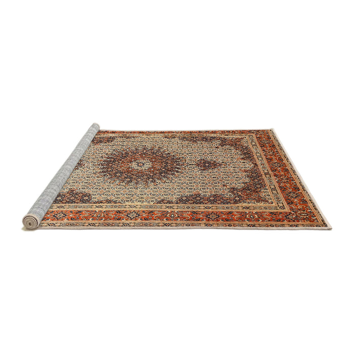 Sideview of Machine Washable Traditional Dark Sienna Brown Rug, wshtr1637