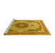 Sideview of Machine Washable Medallion Yellow Traditional Rug, wshtr1637yw