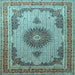 Square Medallion Light Blue Traditional Rug, tr1637lblu