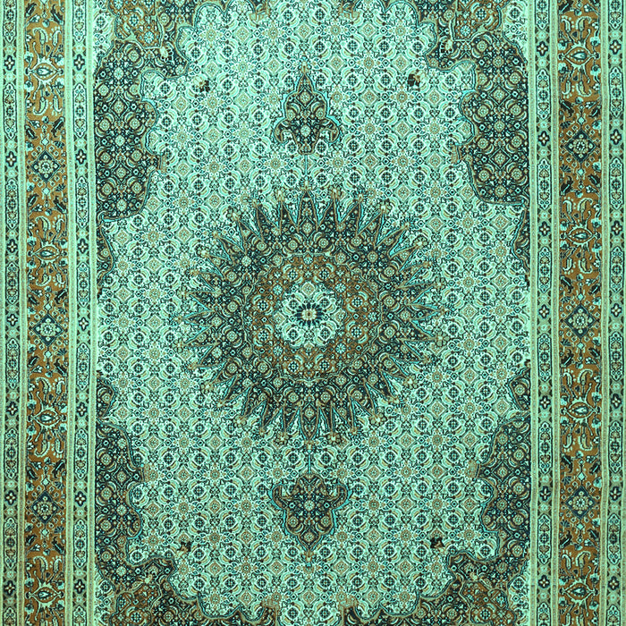 Medallion Turquoise Traditional Rug, tr1637turq