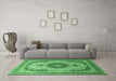 Machine Washable Medallion Emerald Green Traditional Area Rugs in a Living Room,, wshtr1637emgrn