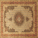 Square Medallion Brown Traditional Rug, tr1637brn