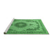 Sideview of Machine Washable Medallion Emerald Green Traditional Area Rugs, wshtr1637emgrn