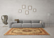 Machine Washable Medallion Brown Traditional Rug in a Living Room,, wshtr1637brn