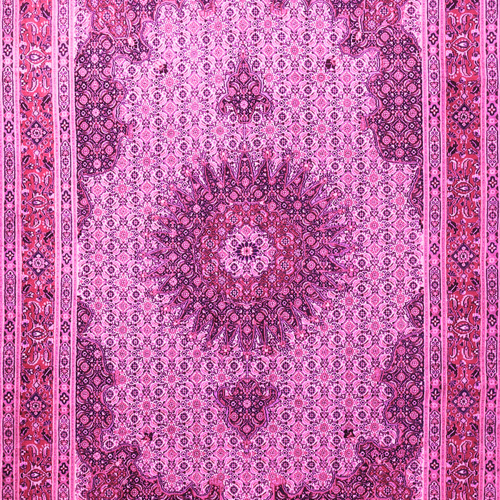Machine Washable Medallion Pink Traditional Rug, wshtr1637pnk