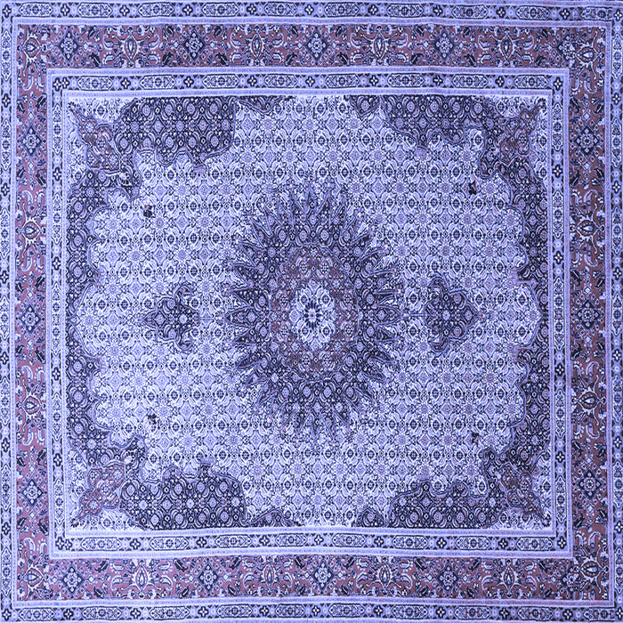 Square Machine Washable Medallion Blue Traditional Rug, wshtr1637blu