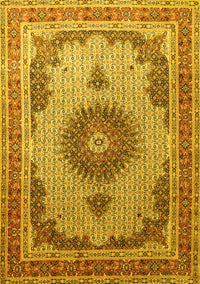 Medallion Yellow Traditional Rug, tr1637yw