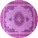 Round Medallion Purple Traditional Rug, tr1637pur