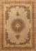 Machine Washable Medallion Brown Traditional Rug, wshtr1637brn