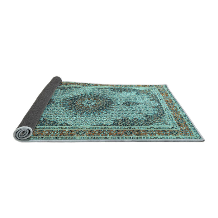 Sideview of Medallion Light Blue Traditional Rug, tr1637lblu