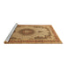 Sideview of Machine Washable Medallion Brown Traditional Rug, wshtr1637brn