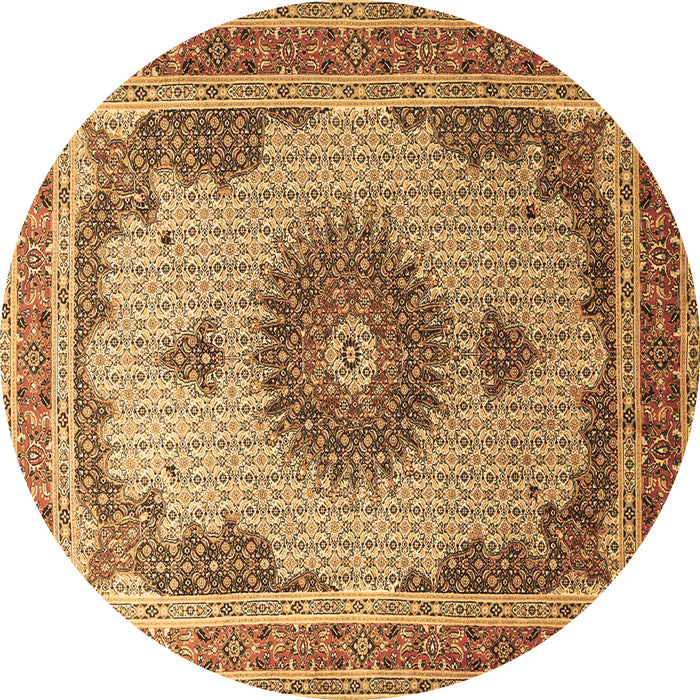Round Medallion Brown Traditional Rug, tr1637brn