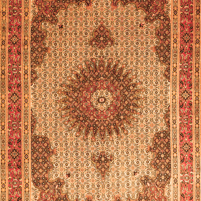 Serging Thickness of Machine Washable Medallion Orange Traditional Area Rugs, wshtr1637org