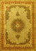 Machine Washable Medallion Yellow Traditional Rug, wshtr1637yw