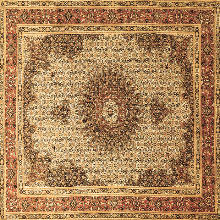 Square Machine Washable Medallion Brown Traditional Rug, wshtr1637brn