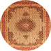 Machine Washable Medallion Orange Traditional Area Rugs, wshtr1637org