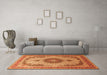 Machine Washable Medallion Orange Traditional Area Rugs in a Living Room, wshtr1637org