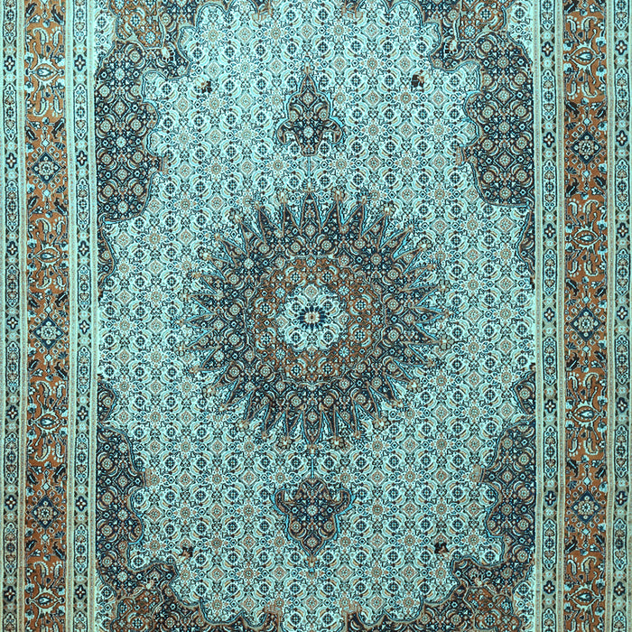 Machine Washable Medallion Light Blue Traditional Rug, wshtr1637lblu