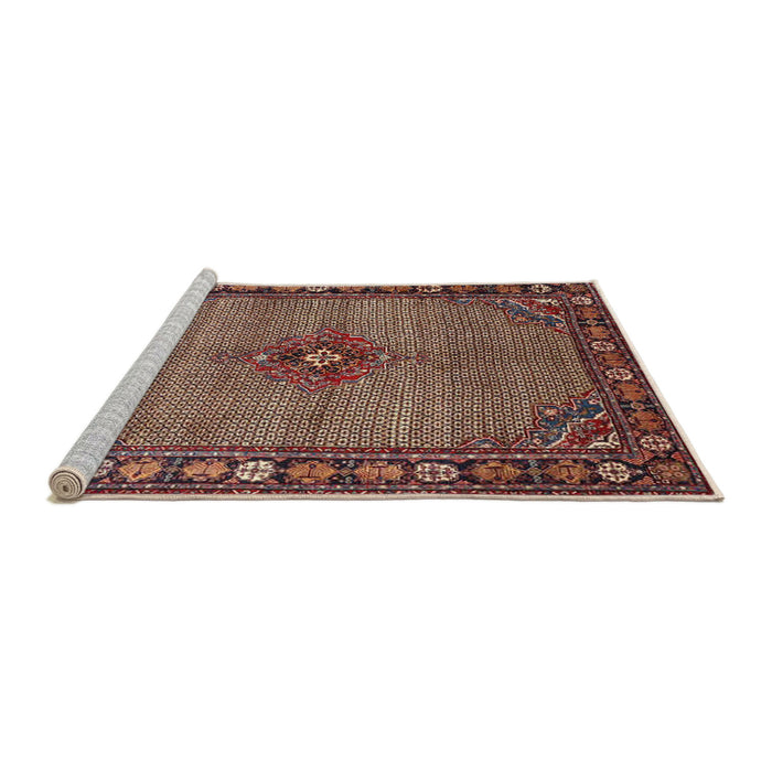 Sideview of Machine Washable Traditional Saffron Red Rug, wshtr1638