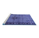 Sideview of Machine Washable Persian Blue Traditional Rug, wshtr1638blu