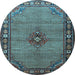 Round Persian Light Blue Traditional Rug, tr1638lblu