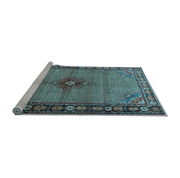 Sideview of Machine Washable Persian Light Blue Traditional Rug, wshtr1638lblu