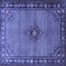 Square Machine Washable Persian Blue Traditional Rug, wshtr1638blu