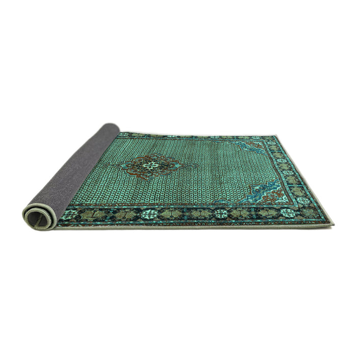 Sideview of Persian Turquoise Traditional Rug, tr1638turq