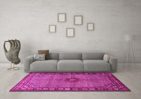 Machine Washable Persian Pink Traditional Rug, wshtr1638pnk